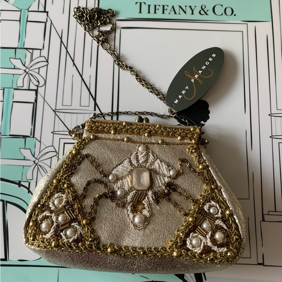 NWT Mary Frances Silver and Gold Beaded Evening/Handbag - Picture 1 of 15